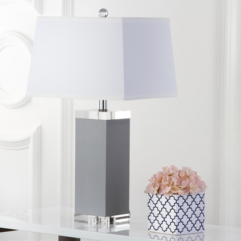 Safavieh Deco 27-inch H Leather Table Lamp Set of 2 - Grey/Off-White (LIT4143C-SET2)