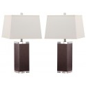 Safavieh Deco 27-inch H Leather Table Lamp Set of 2 - Brown/Off-White (LIT4143D-SET2)