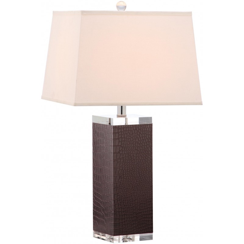 Safavieh Deco 27-inch H Leather Table Lamp Set of 2 - Brown/Off-White (LIT4143D-SET2)