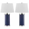 Safavieh Leather 25-inch H Column Table Lamp - Set of 2 - Navy (LIT4144A-SET2)