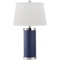Safavieh Leather 25-inch H Column Table Lamp - Set of 2 - Navy (LIT4144A-SET2)