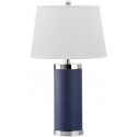 Safavieh Leather 25-inch H Column Table Lamp - Set of 2 - Navy (LIT4144A-SET2)