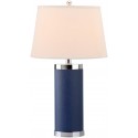 Safavieh Leather 25-inch H Column Table Lamp - Set of 2 - Navy (LIT4144A-SET2)