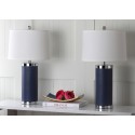 Safavieh Leather 25-inch H Column Table Lamp - Set of 2 - Navy (LIT4144A-SET2)