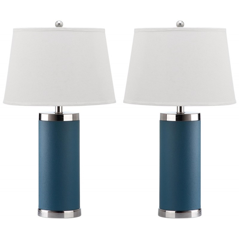 Safavieh Leather 25-inch H Column Table Lamp - Set of 2 - Light Blue (LIT4144B-SET2)