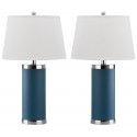 Safavieh Leather 25-inch H Column Table Lamp - Set of 2 - Light Blue (LIT4144B-SET2)
