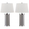 Safavieh Leather 25-inch H Column Table Lamp - Set of 2 - Grey (LIT4144C-SET2)