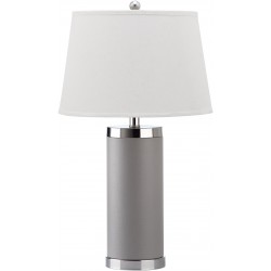 Safavieh Leather 25-inch H Column Table Lamp - Set of 2 - Grey (LIT4144C-SET2)