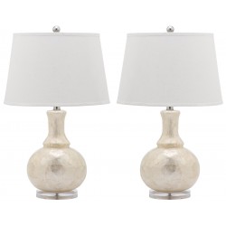 Safavieh Shelley 25-inch H Gourd Table Lamp Set of 2 - White/Off-White (LIT4145A-SET2)