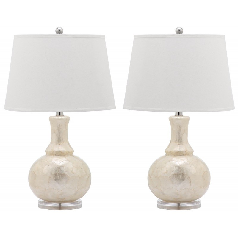 Safavieh Shelley 25-inch H Gourd Table Lamp Set of 2 - White/Off-White (LIT4145A-SET2)