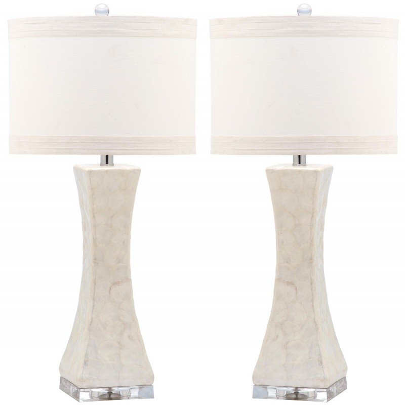 Safavieh Shelley 30-inch H Concave Table Lamp Set of 2 - White/Off-White (LIT4146A-SET2)