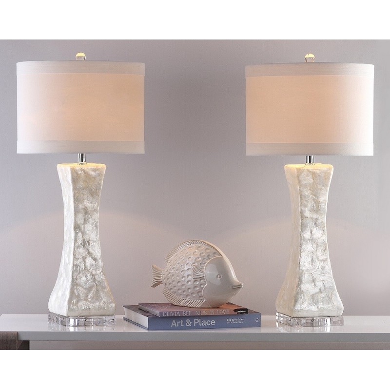 Safavieh Shelley 30-inch H Concave Table Lamp Set of 2 - White/Off-White (LIT4146A-SET2)