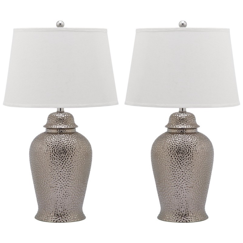 Safavieh Sterling 27.5-inch H Ginger Jar Lamp - Set of 2 - Silver/Offwhite (LIT4147A-SET2)