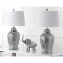 Safavieh Sterling 27.5-inch H Ginger Jar Lamp - Set of 2 - Silver/Offwhite (LIT4147A-SET2)