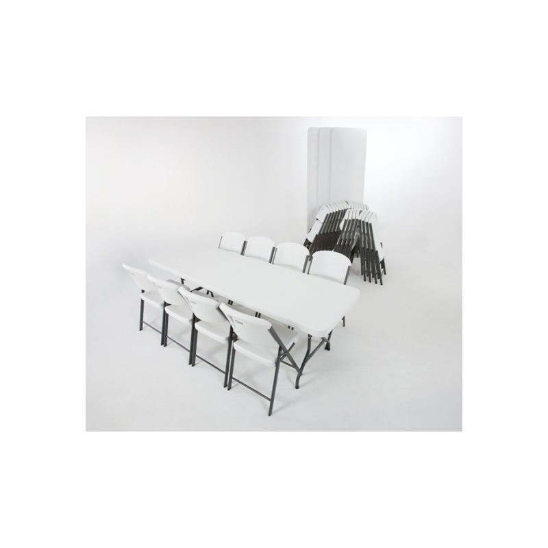 Lifetime 8 ft Rectangular Tables and Chairs Set - White (80147) Lifetime 8 ft Rectangular Tables and Chairs Set - White (80147)