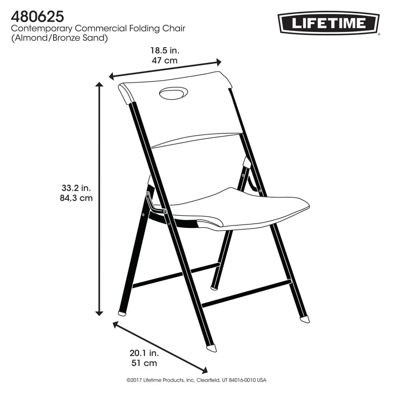 Lifetime 4-Pack Light Commercial Folding Chairs - Almond (480625)