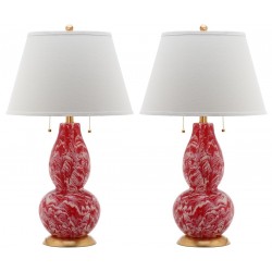 Safavieh Color Swirls  28-inch H Glass Table Lamp Set of 2 - Red/White (LIT4159E-SET2)