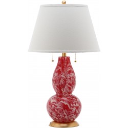 Safavieh Color Swirls  28-inch H Glass Table Lamp Set of 2 - Red/White (LIT4159E-SET2)