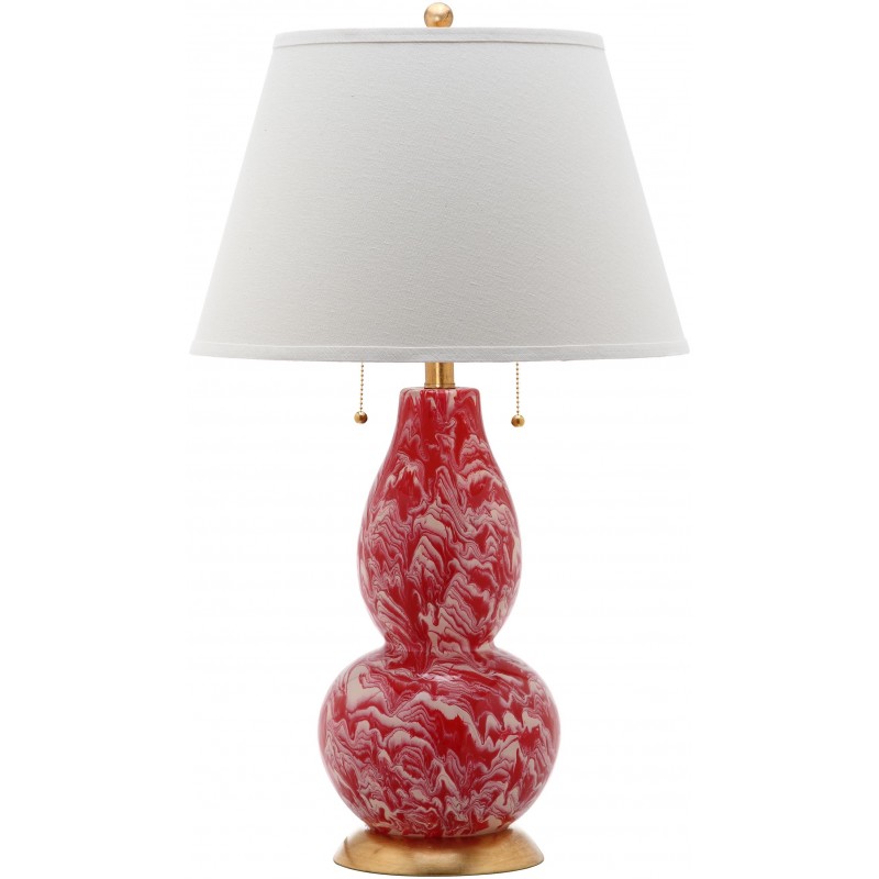 Safavieh Color Swirls  28-inch H Glass Table Lamp Set of 2 - Red/White (LIT4159E-SET2)