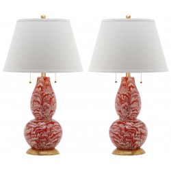 Safavieh Color Swirls  28-inch H Glass Table Lamp Set of 2 - Orange/White (LIT4159F-SET2)
