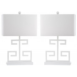 Safavieh Greek Key 25-inch H Table Lamp Set of 2 - White (LIT4160A-SET2)