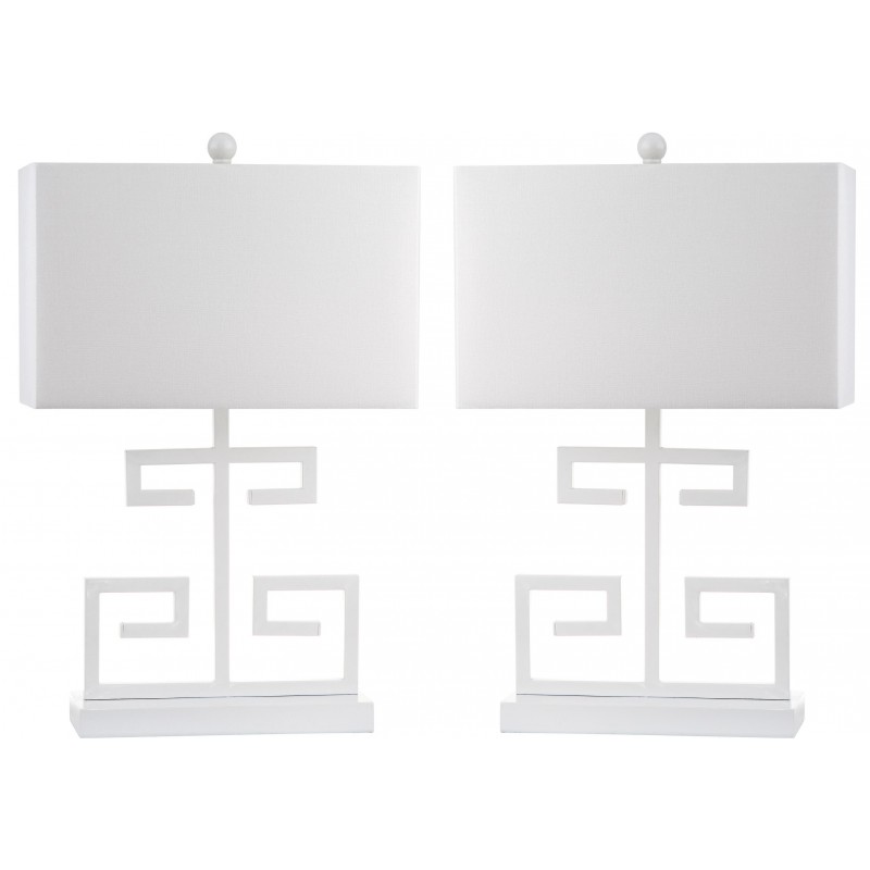 Safavieh Greek Key 25-inch H Table Lamp Set of 2 - White (LIT4160A-SET2)