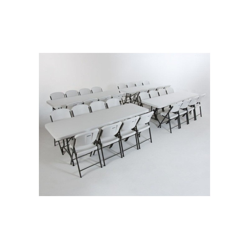 Lifetime 8 ft Rectangular Tables and Chairs Set - White (80147) Lifetime 8 ft Rectangular Tables and Chairs Set - White (80147)