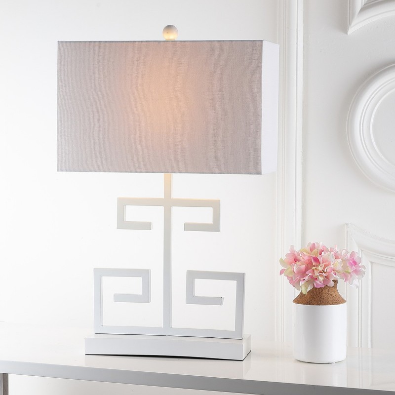 Safavieh Greek Key 25-inch H Table Lamp Set of 2 - White (LIT4160A-SET2)