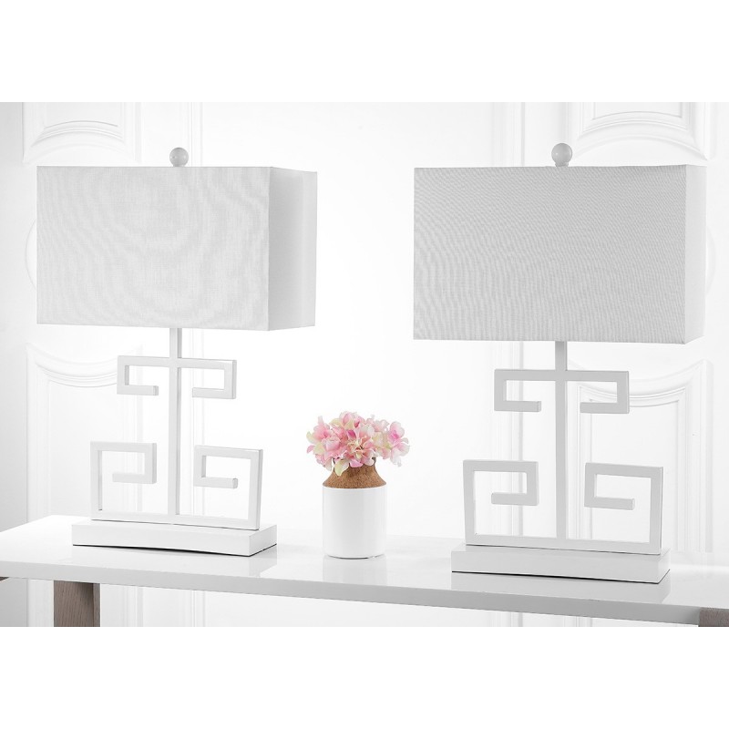 Safavieh Greek Key 25-inch H Table Lamp Set of 2 - White (LIT4160A-SET2)