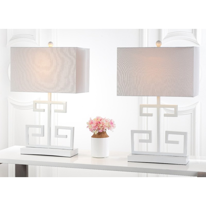 Safavieh Greek Key 25-inch H Table Lamp Set of 2 - White (LIT4160A-SET2)