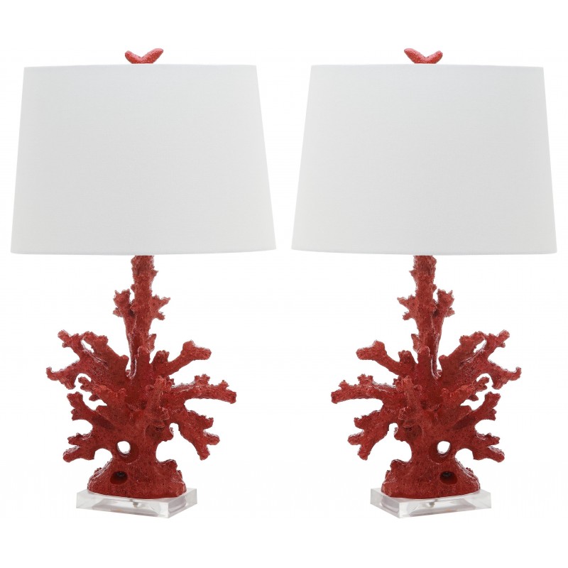 Safavieh Coral Branch 28.5-inch H Table Lamp - Set of 2 - Red/Off-white (LIT4161B-SET2)