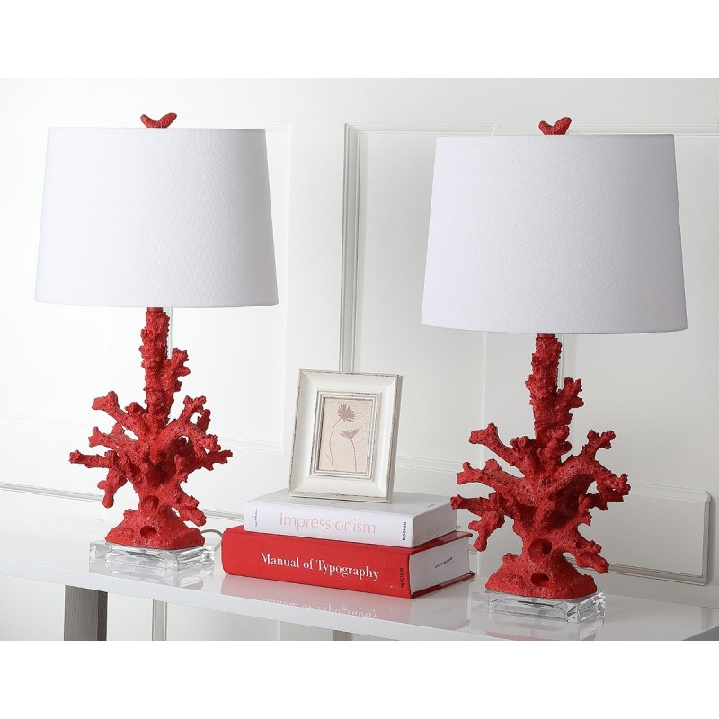 Safavieh Coral Branch 28.5-inch H Table Lamp - Set of 2 - Red/Off-white (LIT4161B-SET2)