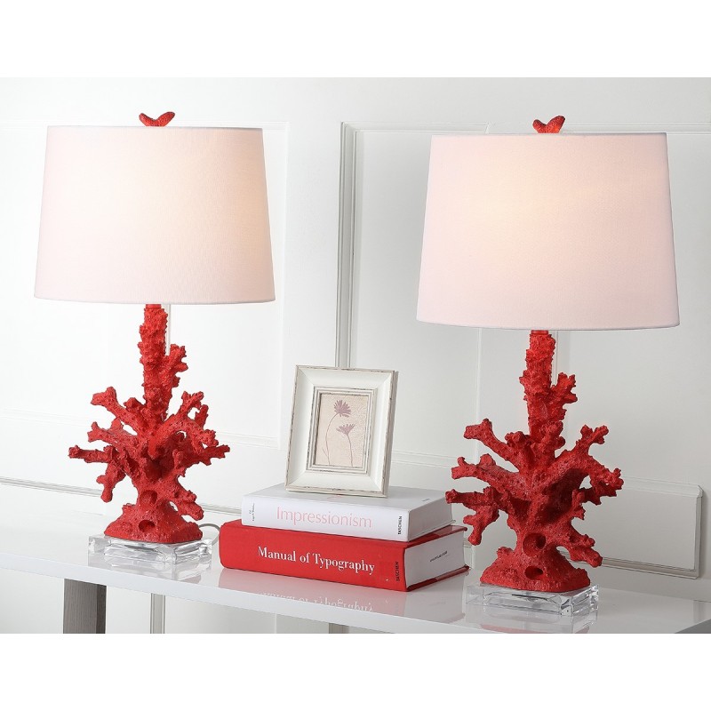 Safavieh Coral Branch 28.5-inch H Table Lamp - Set of 2 - Red/Off-white (LIT4161B-SET2)