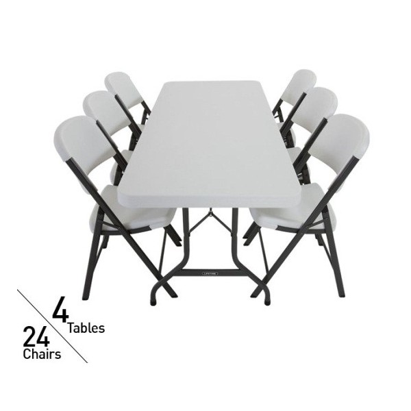 Lifetime 6 ft Rectangular Tables and Chairs Set White (80148)