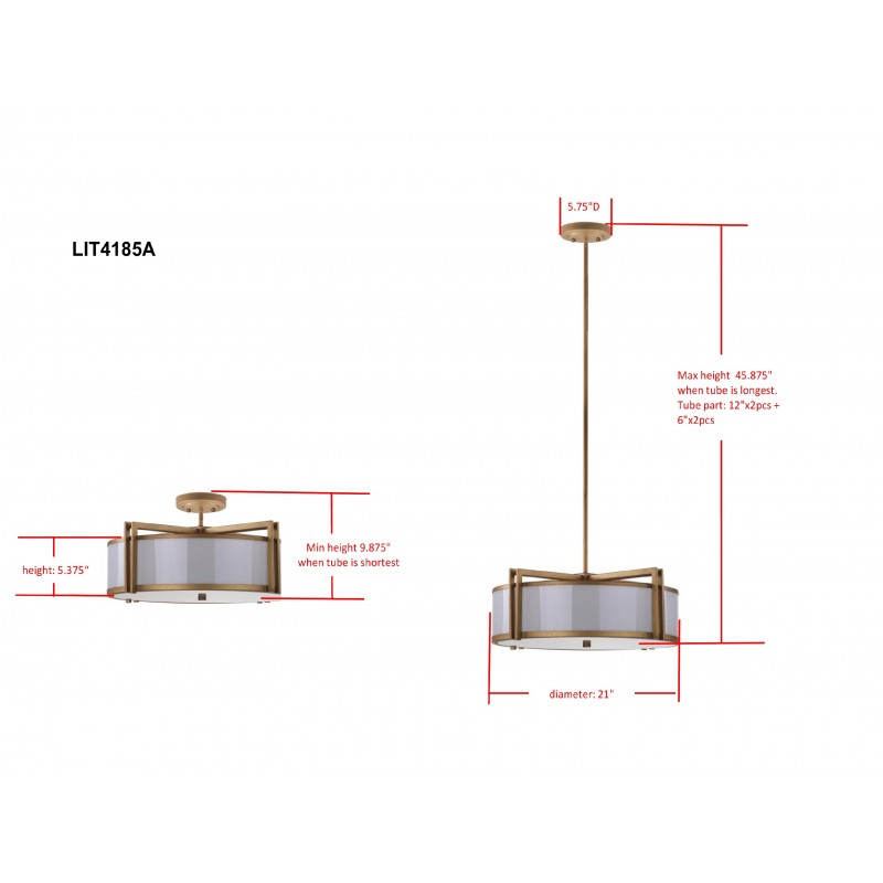 Orb 5 Light Antique Gold 21 inch Dia Drum Adjustable Pendant Light