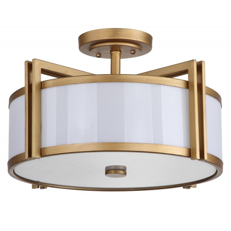 Orb 3 Light Antique Gold 17-inch Dia Semi Flush