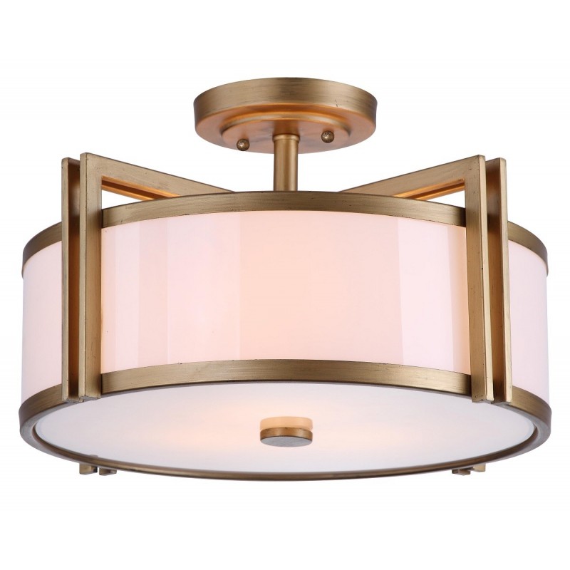 Orb 3 Light Antique Gold 17-inch Dia Semi Flush