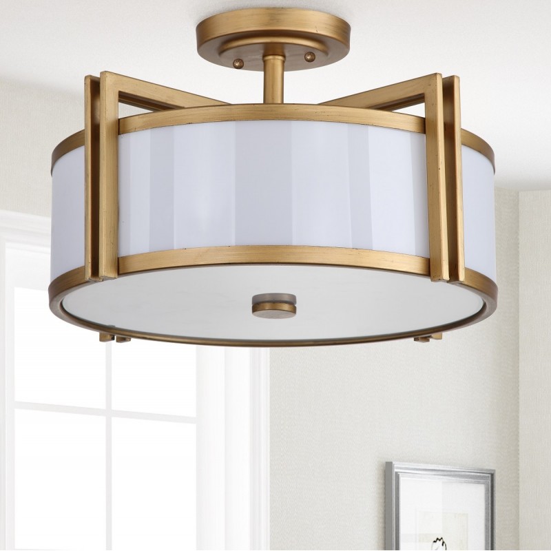 Orb 3 Light Antique Gold 17-inch Dia Semi Flush