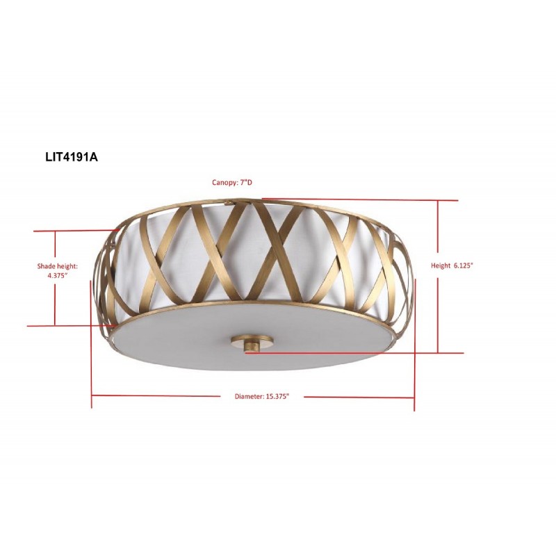 Charing 2 Light Antique Gold 15.4-inch Dia Cross Flush Mount