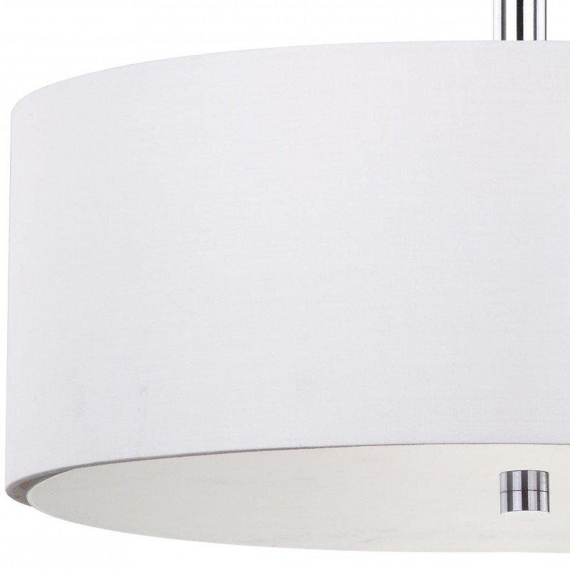 Safavieh Clara 3 Light Chrome 16-inch Dia Semi Flush Drum Light-White (LIT4192A)