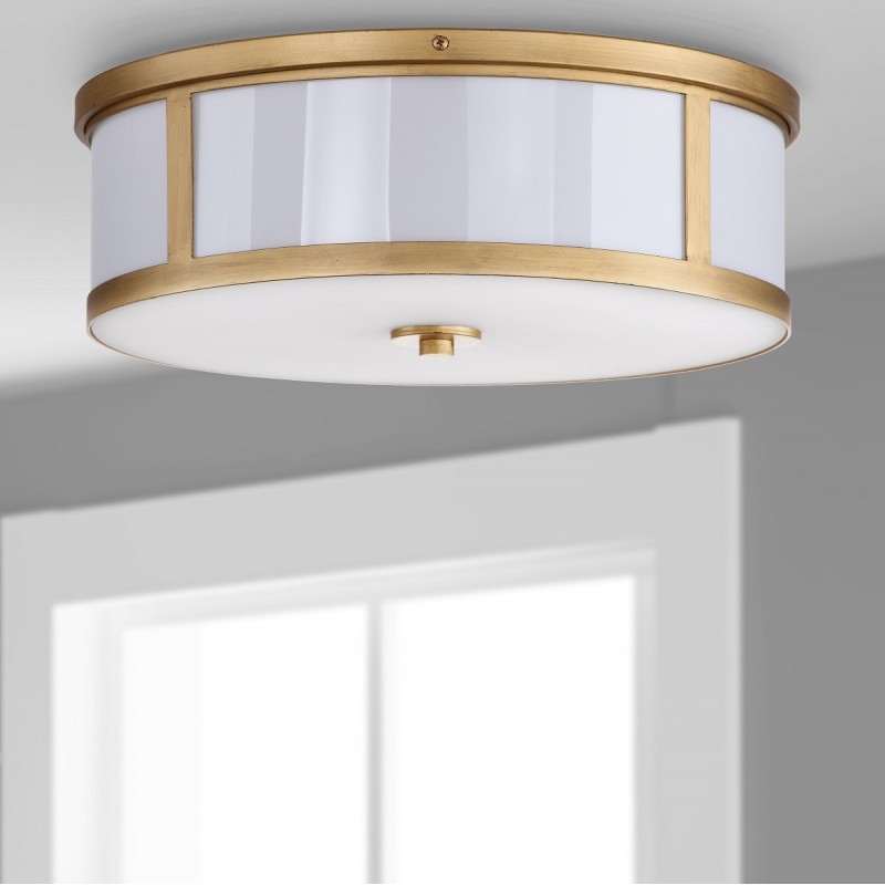 Safavieh Avery 2 Light 17-inch Dia Drum Flush Mount - Antique Gold (LIT4195A)