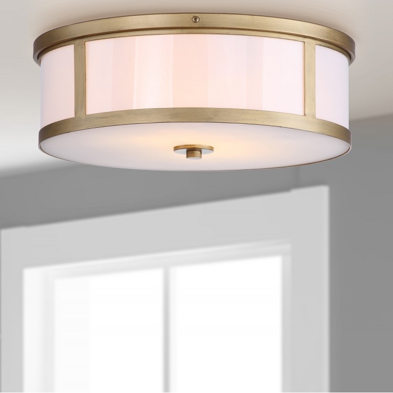 Safavieh Avery 2 Light 17-inch Dia Drum Flush Mount - Antique Gold (LIT4195A)