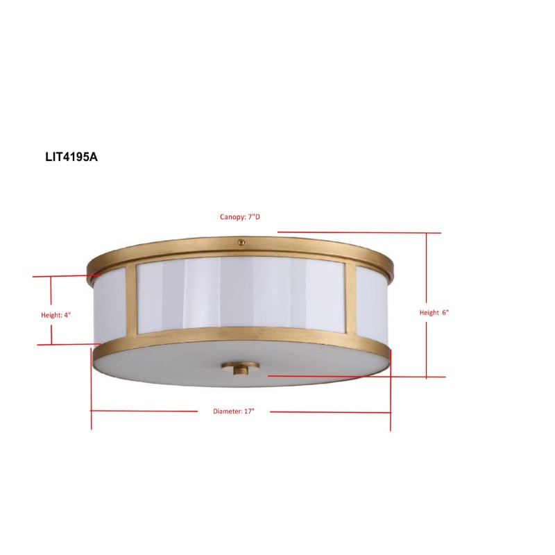 Safavieh Avery 2 Light 17-inch Dia Drum Flush Mount - Antique Gold (LIT4195A)