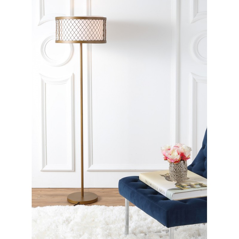 Safavieh Evie 58.25-inch H Mesh Floor Lamp - Antique Gold/White (LIT4199A)