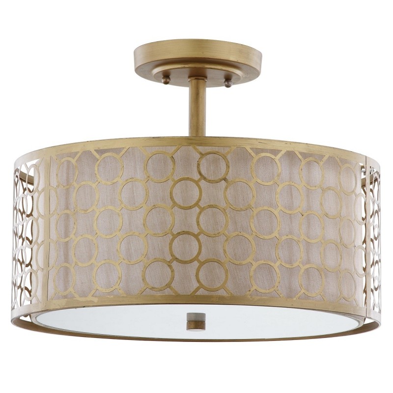 Safavieh Giotta Circle Trellis 3 Light Antique Gold 16-inch Dia Semi Flush LIT4202A