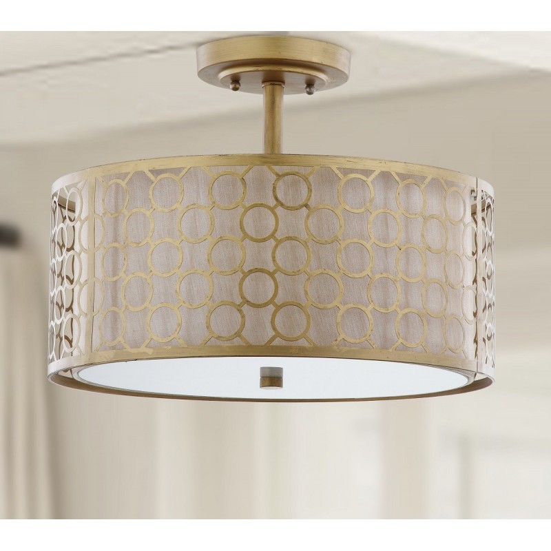 Safavieh Giotta Circle Trellis 3 Light Antique Gold 16-inch Dia Semi Flush LIT4202A
