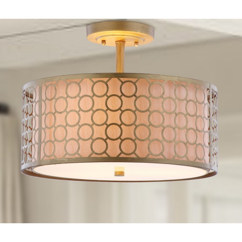 Safavieh Giotta Circle Trellis 3 Light Antique Gold 16-inch Dia Semi Flush LIT4202A