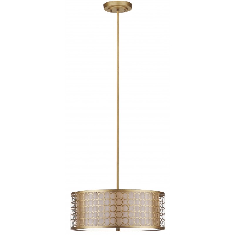 Safavieh Giotta 3 Light 18 inch Dia Drum Adjustable Pendant - Antique Gold (LIT4203A)