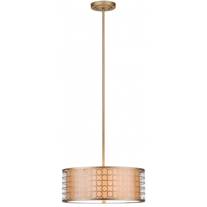 Safavieh Giotta 3 Light 18 inch Dia Drum Adjustable Pendant - Antique Gold (LIT4203A)