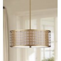 Safavieh Giotta 3 Light 18 inch Dia Drum Adjustable Pendant - Antique Gold (LIT4203A)